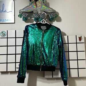 {Festival Collection} Women Sequin Bomber jacket, XS